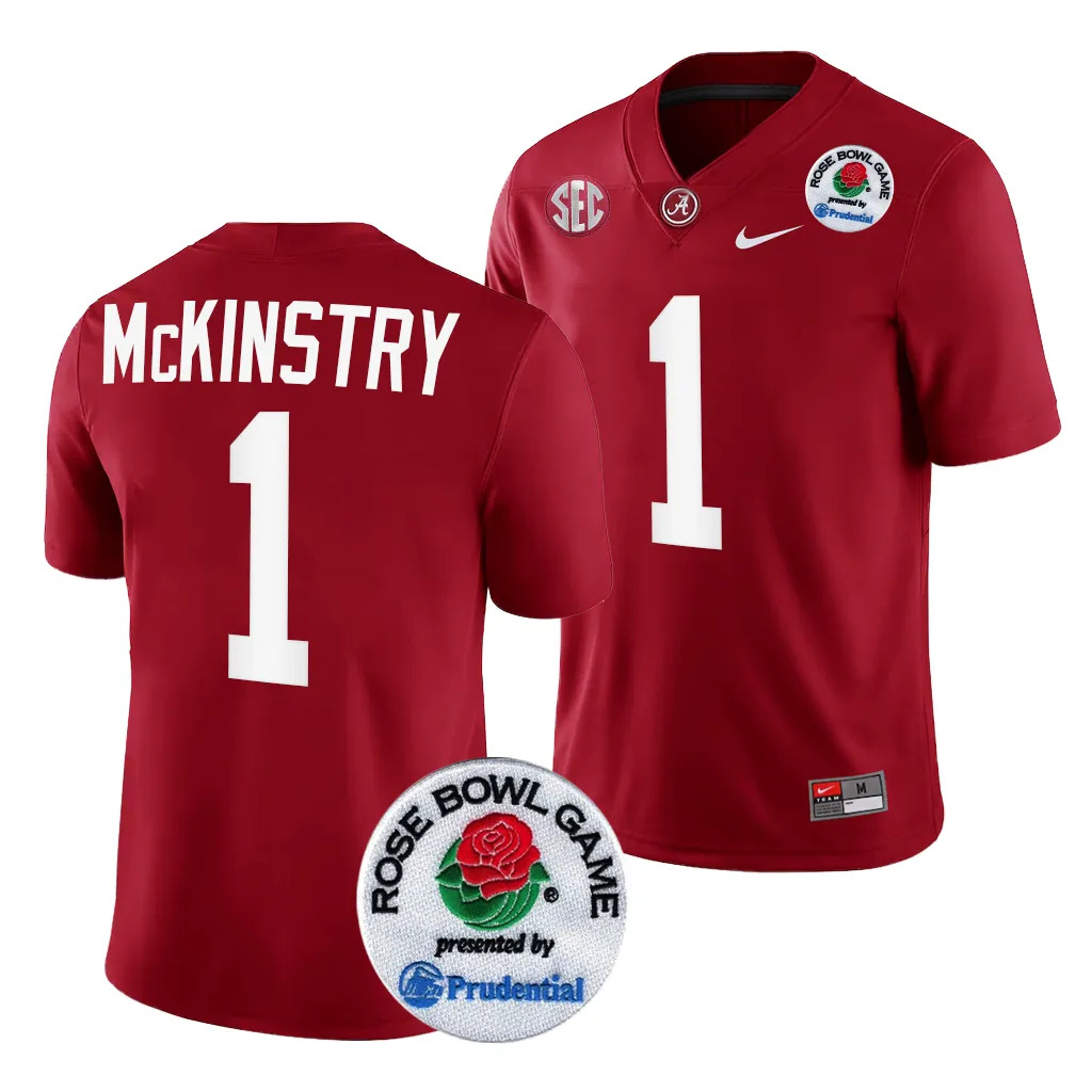 Men's Alabama Crimson Tide Kool-Aid McKinstry #1 Crimson 2024 Rose Bowl Playoff NCAA College Football Jersey